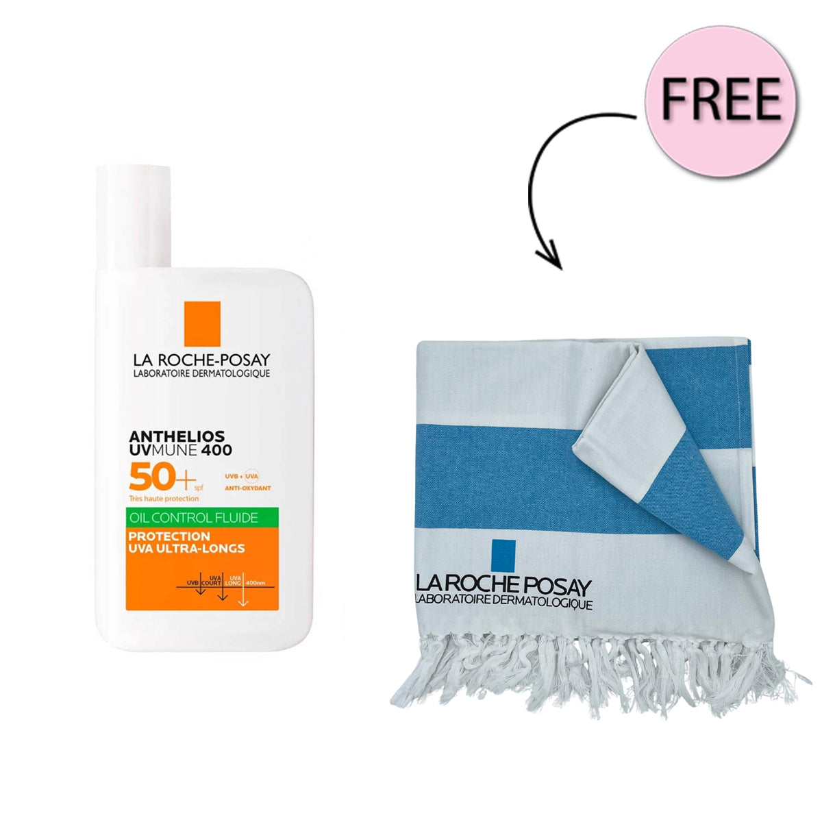 La Roche-Posay Anthelios UVMune 400 Oil Control Fluid Invisible Sunscreen SPF50+ 50ml + Free Towel