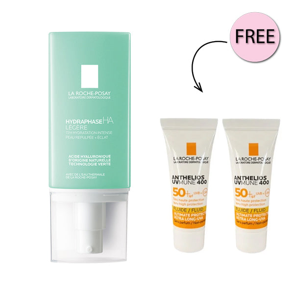 La Roche-Posay Hydraphase HA Light Moisturiser for Sensitive Skin 50ml + Free 2 Anthelios 3ml