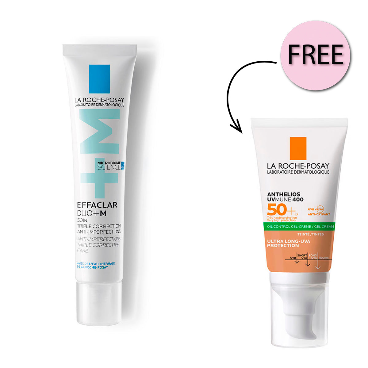 La Roche Posay Effaclar Duo+M Anti-blemish Corrective Gel Moisturiser 40ml + Free Anthelios UVmune 400 Tinted Oil Control Gel-Cream SPF50+ for Oily Skin 50ml