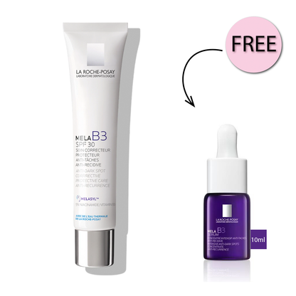 كريم ميلا بي 3 المركز المضاد للبقع الداكنة من لا روش بوزيه بعامل حماية من الشمس 30 مع النياسيناميد لجميع أنواع البشرة 40 مل + سيروم ميلا بي 3 10 مل مجانًا