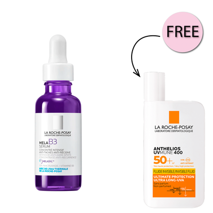 La Roche Posay Mela B3 Anti-dark Spots Concentrate Serum With Niacinamide For All Skin Types 30ml + Free La Roche-Posay Anthelios UVMune 400 Invisible Sunscreen SPF50+ 50ml