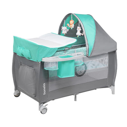 Lionelo Baby Crib Sven Turquoise / Grey