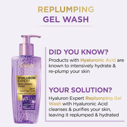 Loreal Hyaluron Expert Replumping Gel Wash 200 Ml