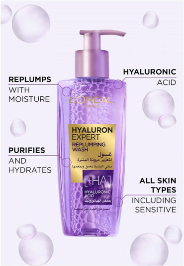 Loreal Hyaluron Expert Replumping Gel Wash 200 Ml