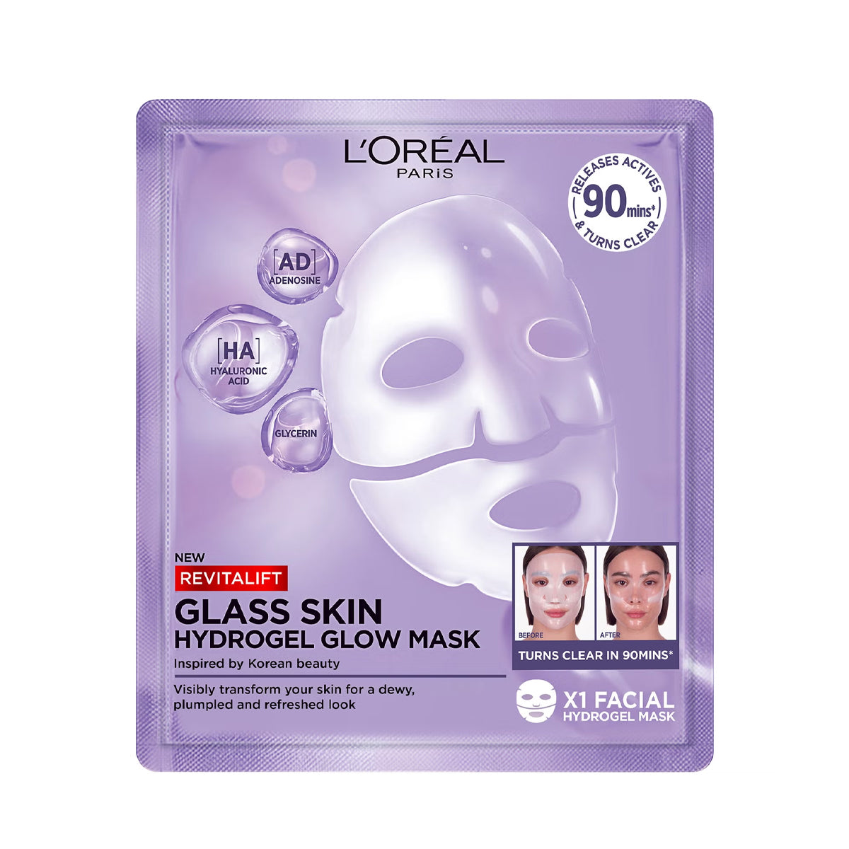 Loreal Paris Revitalift Filler Glass Skin Hydrogel Glow Mask Single Pack