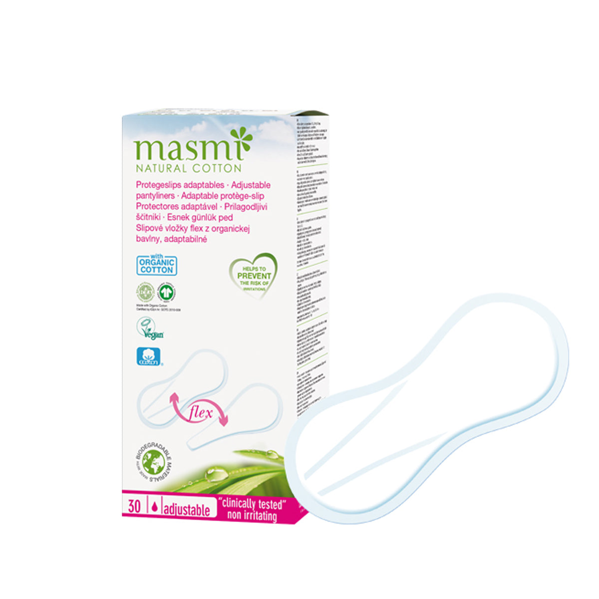 Masmi Flex Pantyliners القطن العضوي 30 قطعة Masmi Flex Pantyliners القطن العضوي 30 قطعة