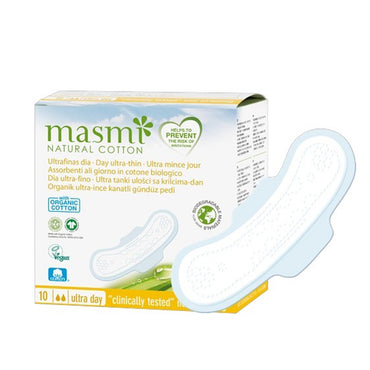 Masmi Ultrathin Day Pads With Wings Organic Cotton 10 Pieces