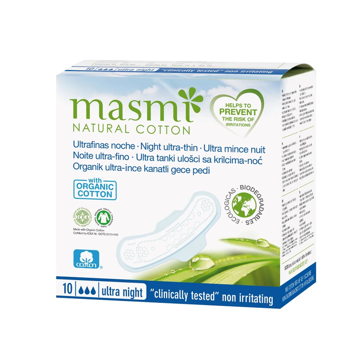 Masmi Ultrathin Light Pads مع أجنحة القطن العضوي 10 قطع Masmi Ultrathin Light Pads مع أجنحة القطن العضوي 10 قطع