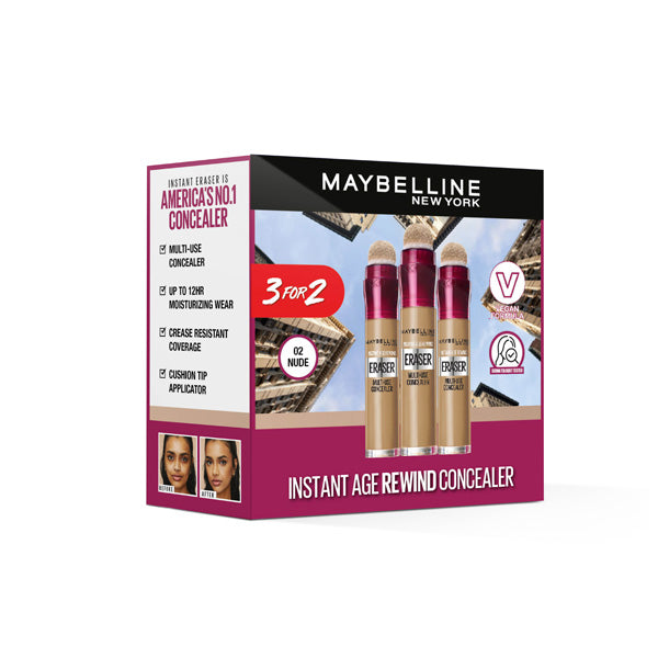 Maybelline Instant Age Rewind Concealer 02 Nude Offer x3