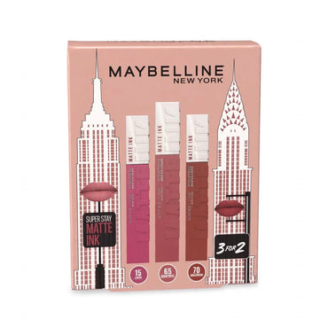 Maybelline Superstay Matte Ink Liquid Lipstick 15 Lover + Maybelline Superstay Matte Ink Liquid Lipstick 65 Seductress + Free Maybelline Superstay Matte Ink Liquid Lipstick 70 Amazonian