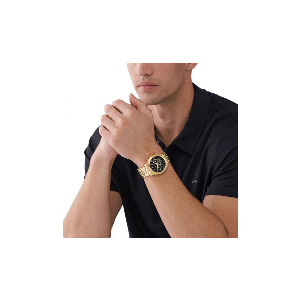 Michael Kors MK1076S Men’s Watch 44 Mm Gold Gift Set Michael Kors MK1076S Men’s Watch 44 Mm Gold Gift Set
