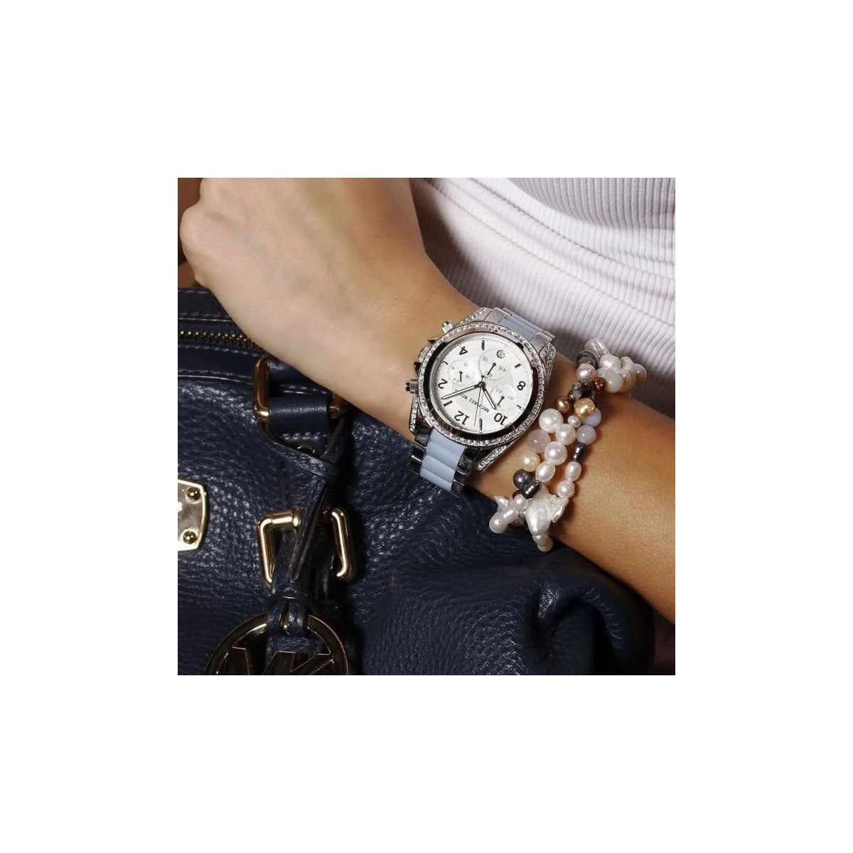 Michael Kors MK6137 Women’s Watch 39mm Silver Blue Michael Kors MK6137 Women’s Watch 39mm Silver Blue