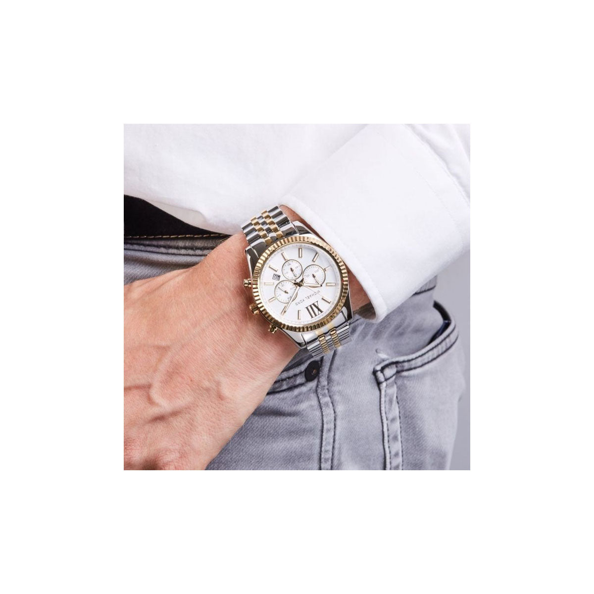 Michael Kors MK8344 Men’s Watch 44 Mm Silver–Gold Michael Kors MK8344 Men’s Watch 44 Mm Silver–Gold