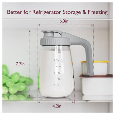 Momcozy Breast Milk Storage Glass Container 32oz (950ml) - Gray