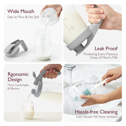 Momcozy Breast Milk Storage Glass Container 32oz (950ml) - Gray
