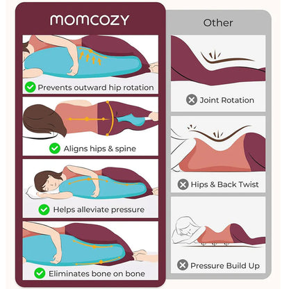 Momcozy J-Shaped Maternity Body Pillow (Grey)