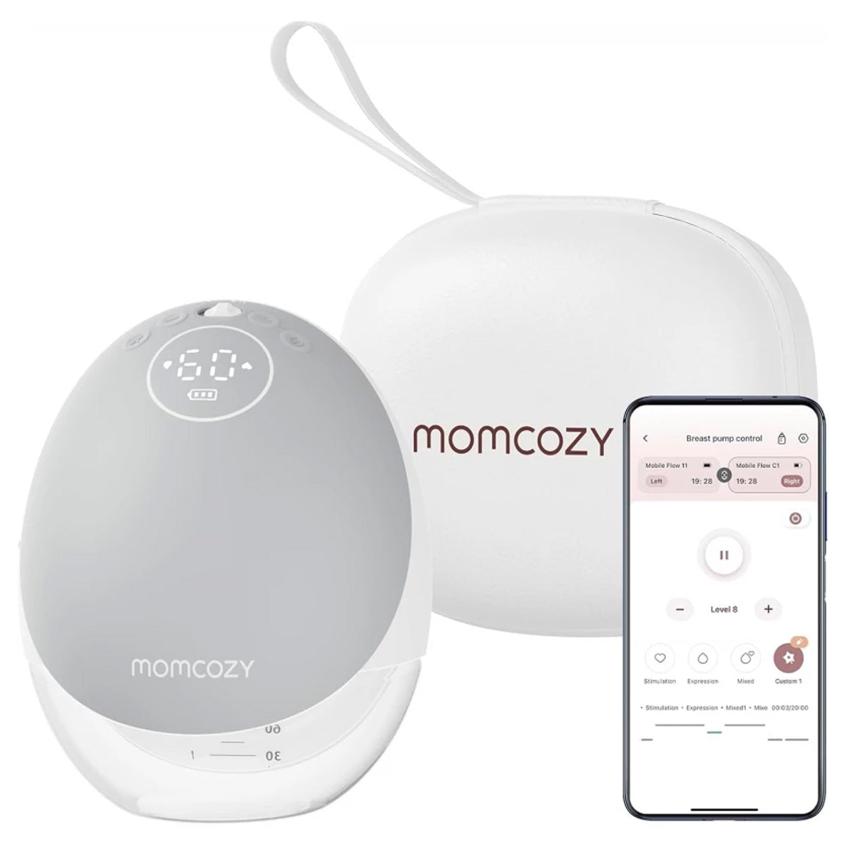 Momcozy M9 Single Wearable Breast Pump-Mobile App Controlled – Grey