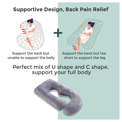 Momcozy Pregnancy Pillow U Shaped (Grey)
