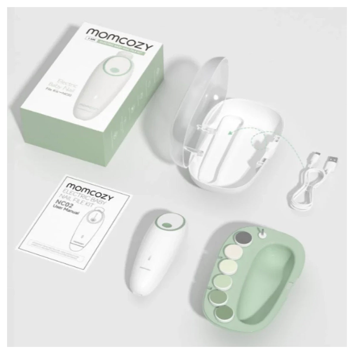 Momcozy Rechargeable Infant Electric Nail Trimmer – Green Color