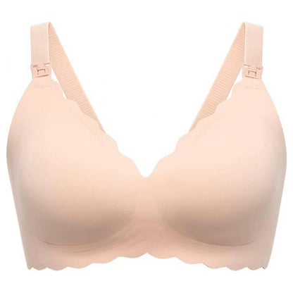 Momcozy Seamless Support Floral Nursing Bra with Jelly Strip (Beige/Oyster Pink)
