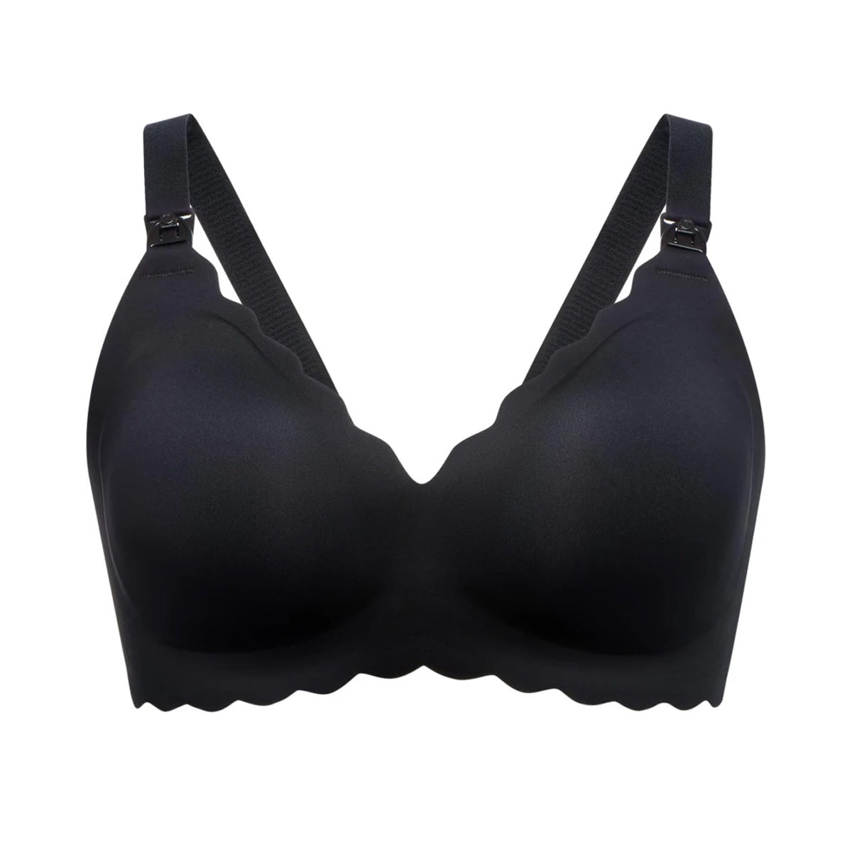 Momcozy Seamless Support Floral Nursing Bra with Jelly Strip (Black)