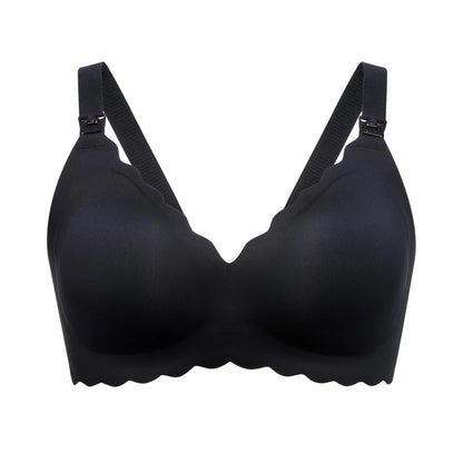 Momcozy Seamless Support Floral Nursing Bra with Jelly Strip (Black)