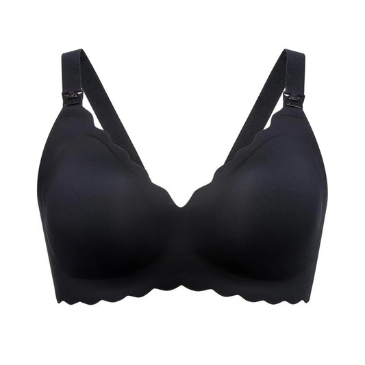 Momcozy Seamless Support Floral Nursing Bra with Jelly Strip (Black)