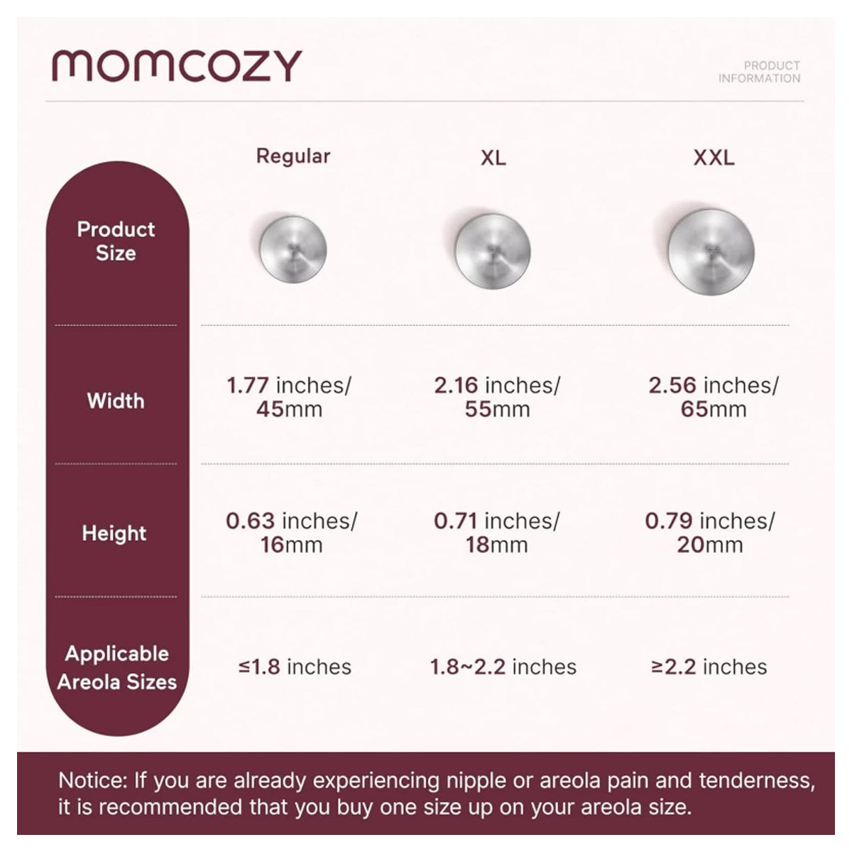 Momcozy Silver Nipple Shields XL 55MM