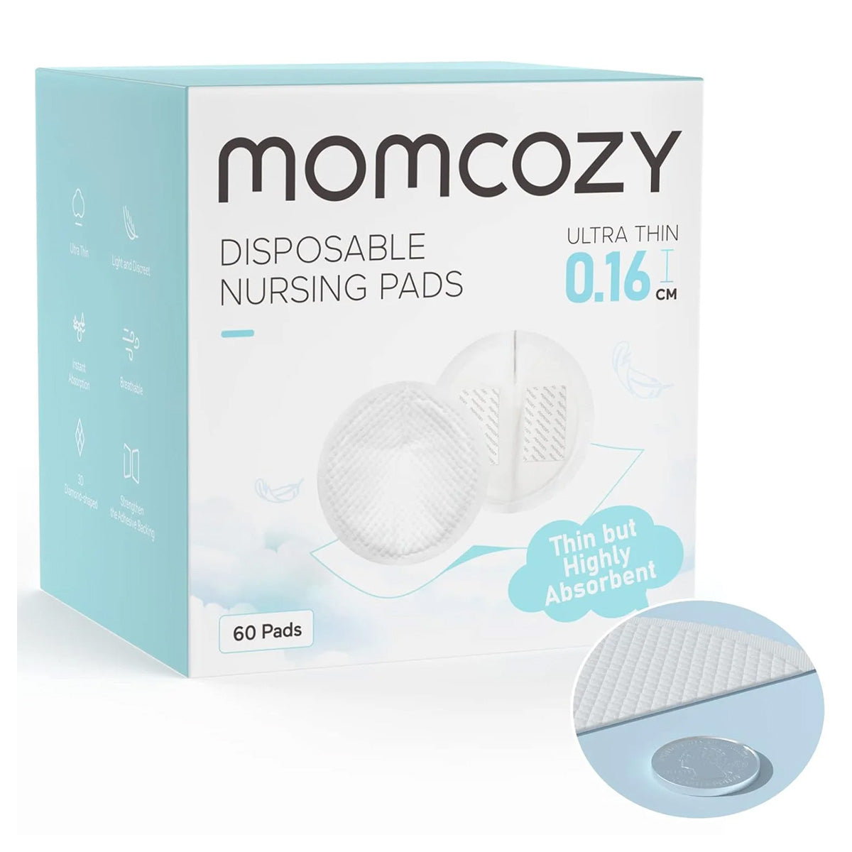 Momcozy Ultra-Thin Disposable Nursing Pads, Super Absorbent and Breathable – 60 Count