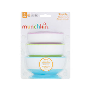 Munchkin Stay-put Suction Bowls - 3pk  مانشكين أوعية أطعمة للأطفال –  Beauty Box