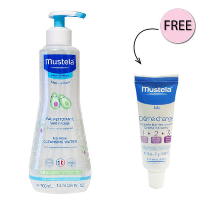 Mustela Baby No Rinse Cleansing Water 300ml + Free Mustela Vitamin Barrier 10ml