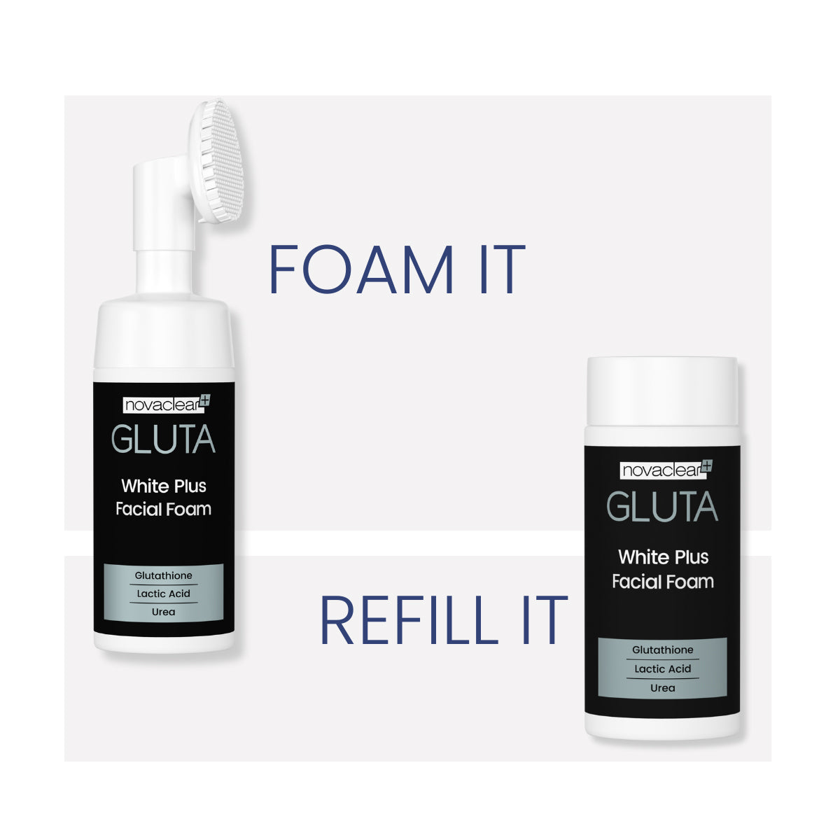Novaclear Gluta White Plus Facial Foam 100ml + Facial Foam Refill 100ml Novaclear Gluta White Plus Facial Foam 100ml + Facial Foam Refill 100ml