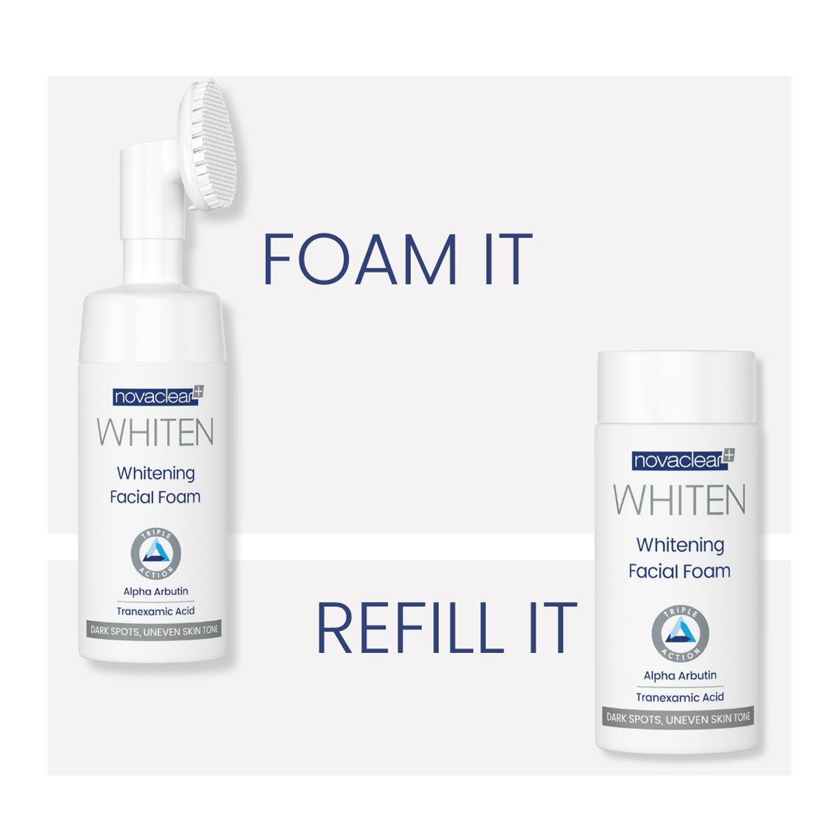 Novaclear Whitening Facial Foam 100ml + Facial Foam Refill 100ml Novaclear Whitening Facial Foam 100ml + Facial Foam Refill 100ml