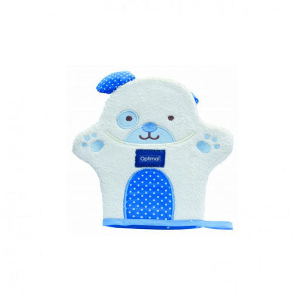 OPTIMAL BABY BATH GLOVE SCRUBBER, BLUE COLOR