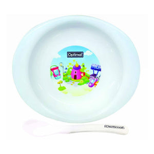 OPTIMAL SOLID BODY FEEDING PLATE WITH SOFT SPOON WHITE