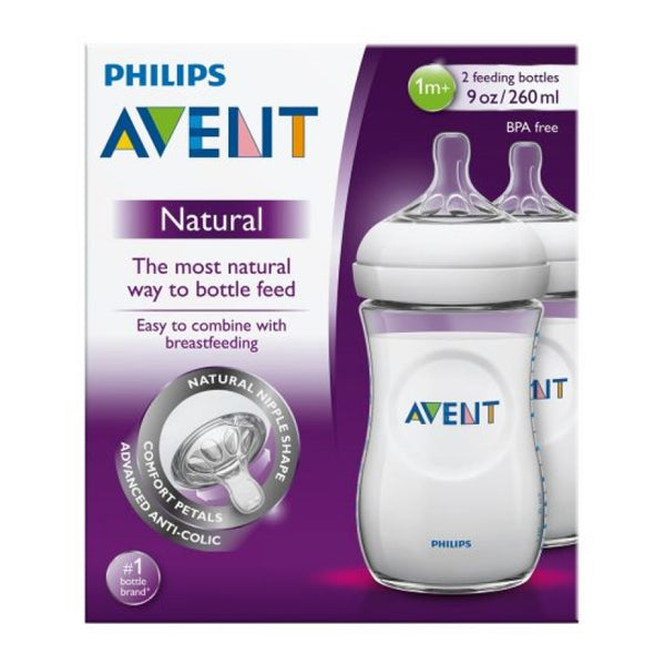 PHILIPS AVENT NATURAL FEEDING BOTTLE 260ML TWIN PACK