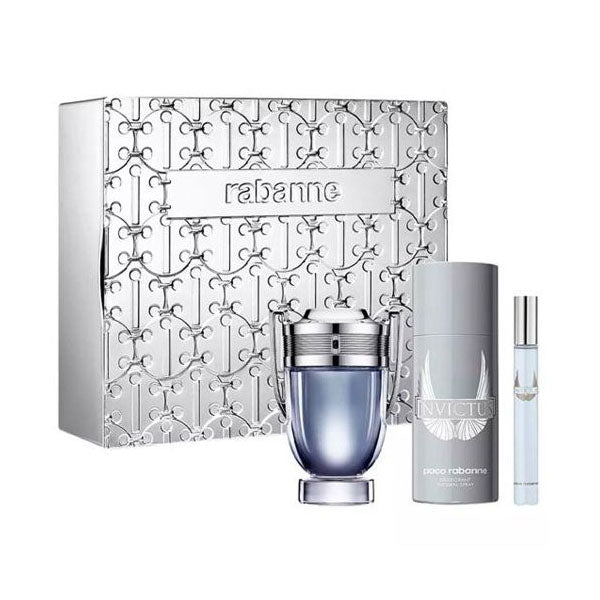 Paco Rabanne Invictus Edt 100ml + Edt 10ml + Deodorant 150ml Gift Set For Men