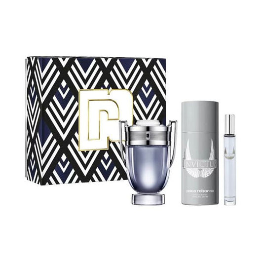 Paco Rabanne Invictus Edt 100ml + Edt 10ml + Deodorant Spray 150ml Gift Set For Men