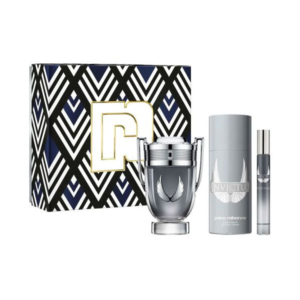 Paco Rabanne Invictus Platinum Edp 100ml + Edp 10ml + Deodorant Spray 150ml Gift Set For Men