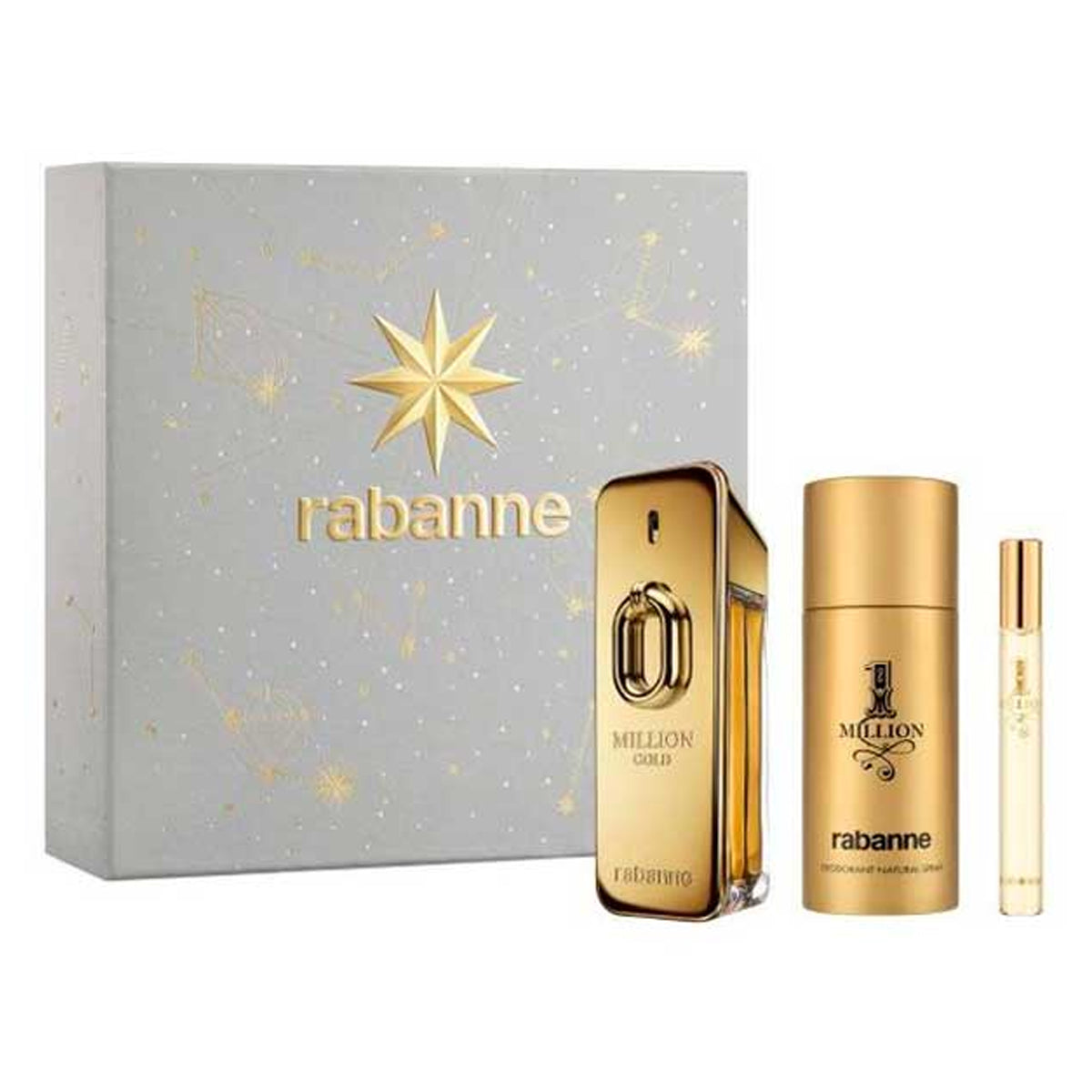 Paco Rabanne Million Gold Intense EDP 100Ml + Intense EDP 10Ml + Deodorant Spray 150Ml Gift Set For Men