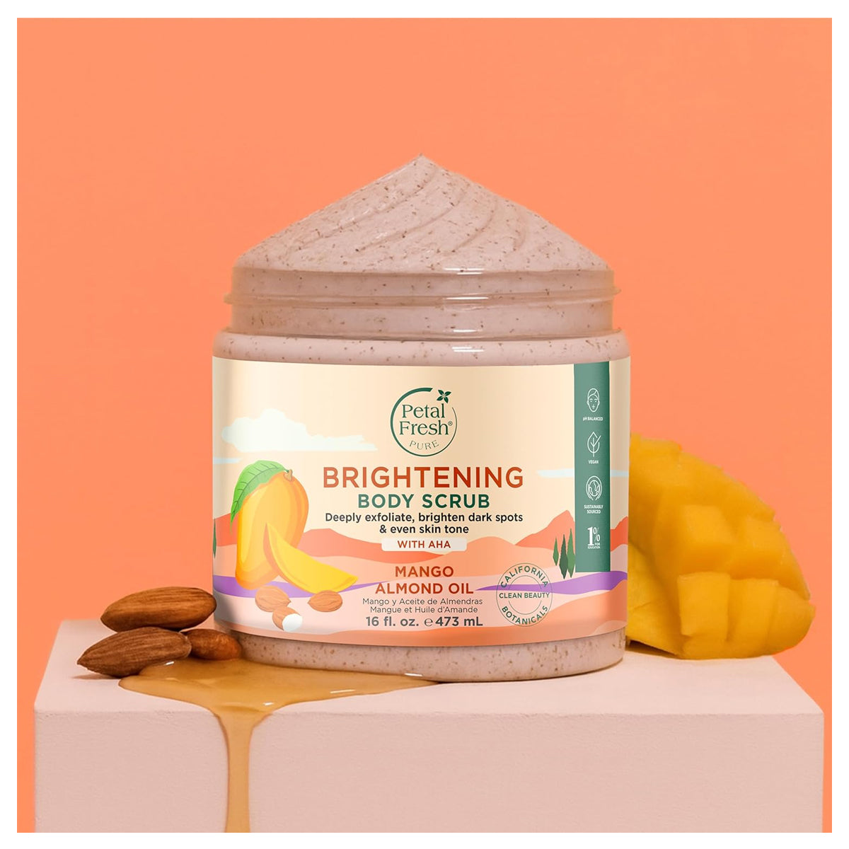 Petal Fresh Pure Brightening Mango & Almond Oil Body Scrub 473ml