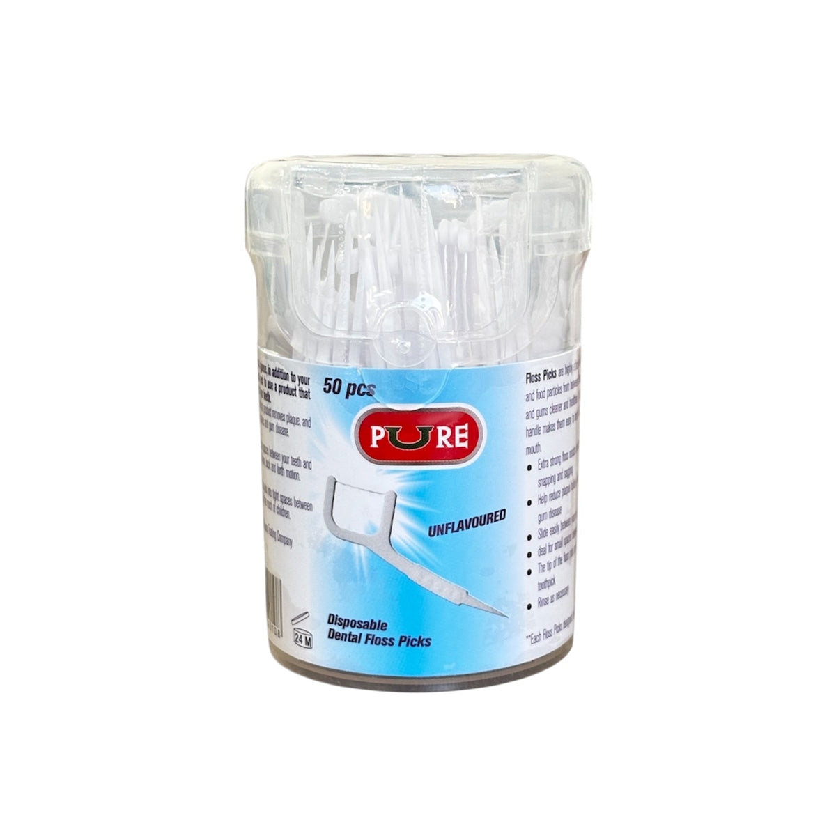 Pure Disposable Dental Floss Picks 50 Pcs