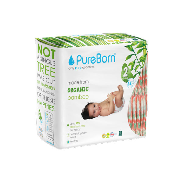 Pureborn 2 Size Single 3-6 Kg 32 Diaper