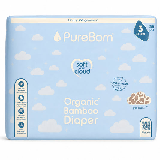  Pureborn Nappies Double Pack Size M-3 (56) Diaper