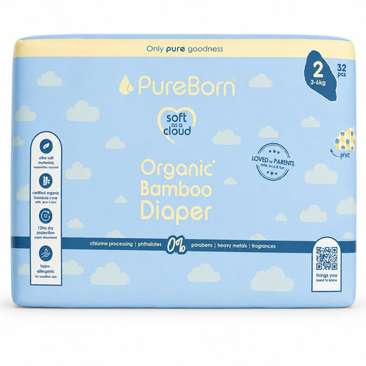 Pureborn Nappies Single Pack Size S-2 (32) Diaper