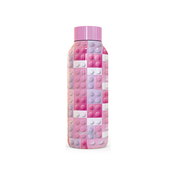 Quokka Kids Thermal Ss Bottle Solid With Strap Pink Bricks 330ml