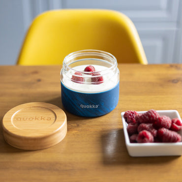 Quokka Glass Food Jar With Silicone Cover Deli Wood Grain
