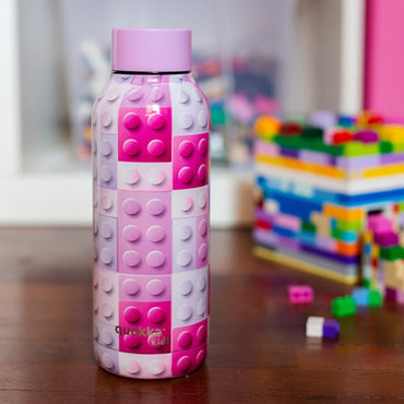 Quokka Kids Thermal Ss Bottle Solid With Strap Pink Bricks 330ml