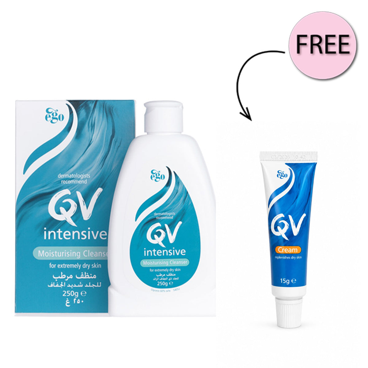 Qv Intensive Cleanser 250g + Free Qv Cream 15g
