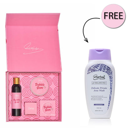 Raghad Delicious Body Set - Bubble Gum+Free Raghad Organics Ph Balancing Delicate Private Area Wash Unscented 240ml